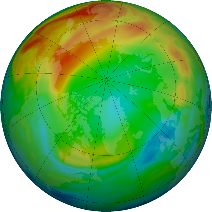 Arctic ozone map for 31 December 1983